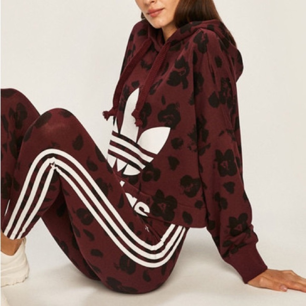 Adidas Cropped Leopard Hooded Sweatshirt